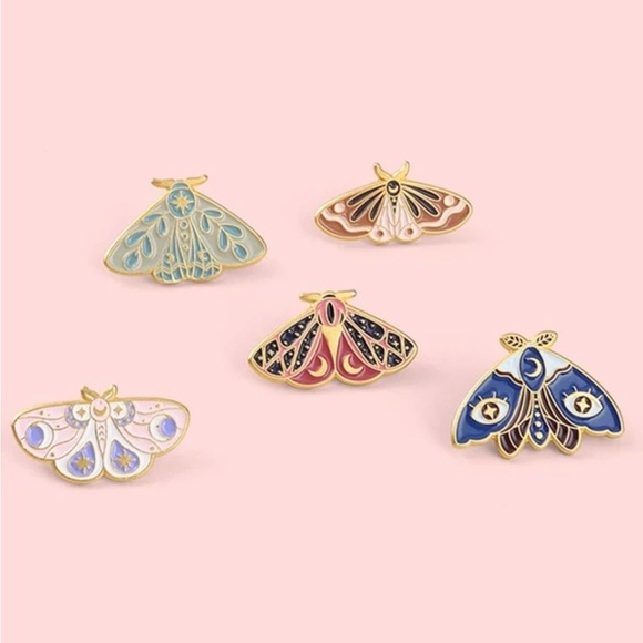 SALE (RED) Celestial Moth Enamel Pin - Picture 2 of 2